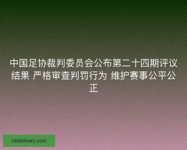 中国足协裁判委员会公布第二十四期评议结果 严格审查判罚行为 维护赛事公平公正 中国足协裁判委员会公布第二十四期评议结果 严格审查判罚行为 维护赛事公平公正